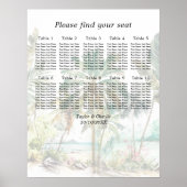 Tropical Beach Wedding 10 Tische Seating Chart Poster (Vorne)