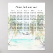 Tropical Beach Wedding 10 Tische Seating Chart Poster (Vorne)