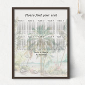 Tropical Beach Wedding 10 Tische Seating Chart Poster