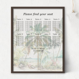 Tropical Beach Wedding 10 Tische Seating Chart Poster