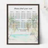 Tropical Beach Wedding 10 Tische Seating Chart Poster