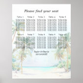 Tropical Beach Wedding 10 Tische Seating Chart Poster (Vorne)