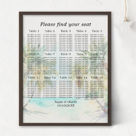 Tropical Beach Wedding 15 Tische Seating Chart Poster