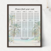 Tropical Beach Wedding 15 Tische Seating Chart Poster