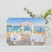 Tropical Beach Wedding Arbor Bridesmaid Card Einladung (Stehend Vorderseite)