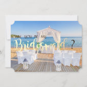 Tropical Beach Wedding Arbor Bridesmaid Card Einladung (Vorderseite)