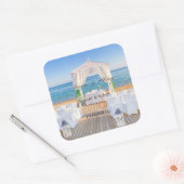 Tropical Beach Wedding Arbor Quadratischer Aufkleber (Umschlag)