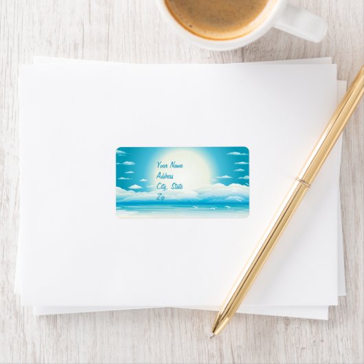 Tropical Beach Wedding Avery Label Adressaufkleber (Insitu)