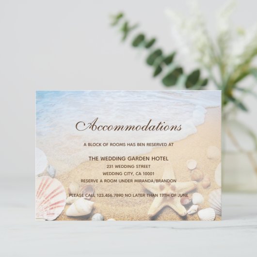 Tropical Beach Wedding Card Begleitkarte (Stehend Vorderseite)