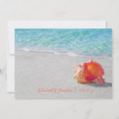Tropical Beach Wedding Coral Seashell Modern Einladung (Rückseite)