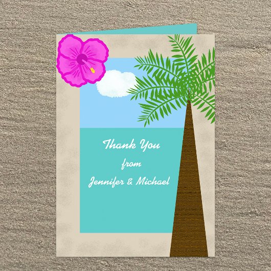 Tropical Beach Wedding Danke-Card Dankeskarte