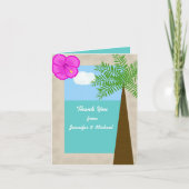 Tropical Beach Wedding Danke-Card Dankeskarte (Vorderseite)
