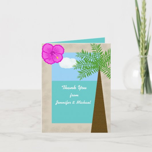 Tropical Beach Wedding Danke-Card Dankeskarte (Vorderseite)