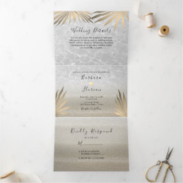 Tropical Beach Wedding Dreifach Einladung