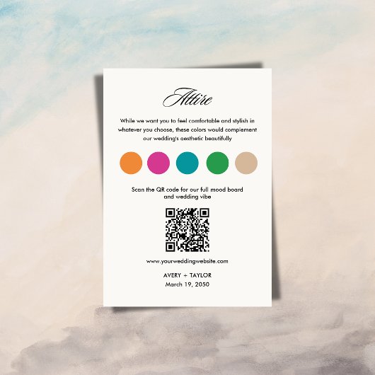 Tropical Beach Wedding Dress Code Color Palette   Begleitkarte