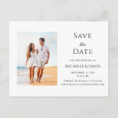 Tropical Beach Wedding Elegant Save the Date Ankündigungspostkarte (Vorderseite)