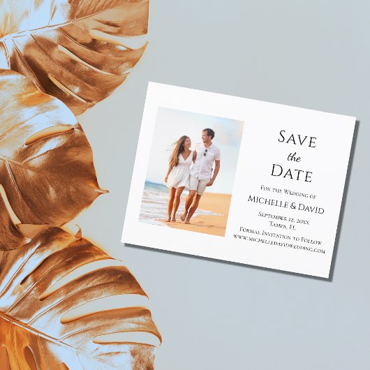 Tropical Beach Wedding Elegant Save the Date Ankündigungspostkarte