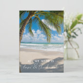 Tropical Beach Wedding Empfang Einladung (Stehend Vorderseite)