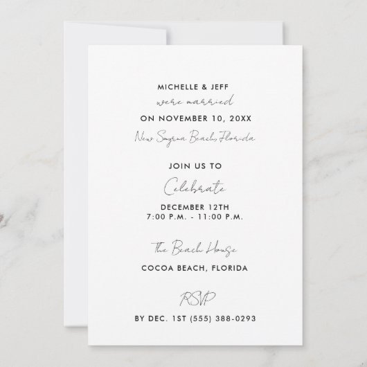 Tropical Beach Wedding Empfang Einladung (Rückseite)