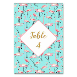 Tropical Beach Wedding Flamingo Blau und Pink Tischnummer