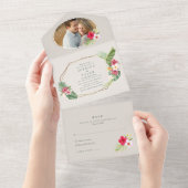 Tropical Beach Wedding Foto All In One Einladung (Abreißen)