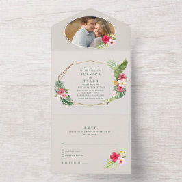 Tropical Beach Wedding Foto All In One Einladung