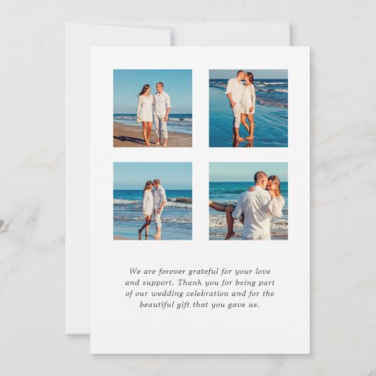 Tropical Beach Wedding Foto Collage Dankeskarte (Rückseite)