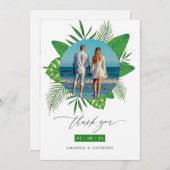 Tropical Beach Wedding Foto Collage Dankeskarte (Vorne/Hinten)