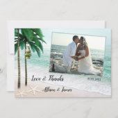 Tropical Beach Wedding Foto Danke Karte (Vorderseite)