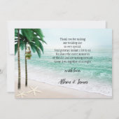 Tropical Beach Wedding Foto Danke Karte (Rückseite)