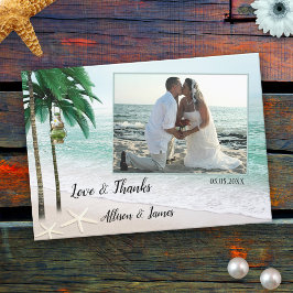 Tropical Beach Wedding Foto Danke Karte