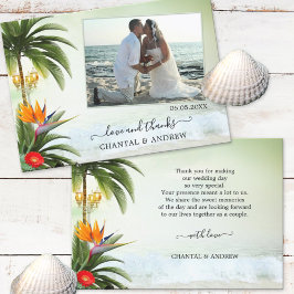 Tropical Beach Wedding Foto Danke Karte