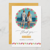Tropical Beach Wedding Foto Dankeskarte (Vorne/Hinten)