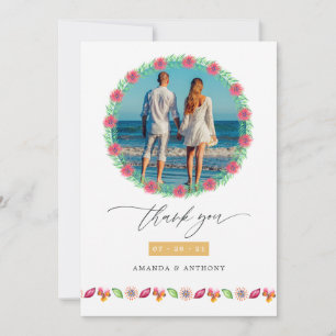 Tropical Beach Wedding Foto Dankeskarte