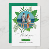Tropical Beach Wedding Foto Dankeskarte (Vorne/Hinten)