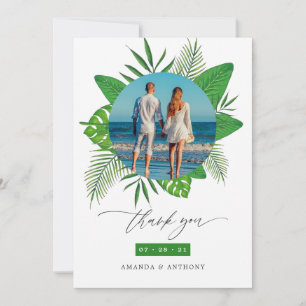 Tropical Beach Wedding Foto Dankeskarte