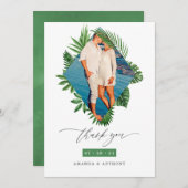 Tropical Beach Wedding Foto Dankeskarte (Vorne/Hinten)