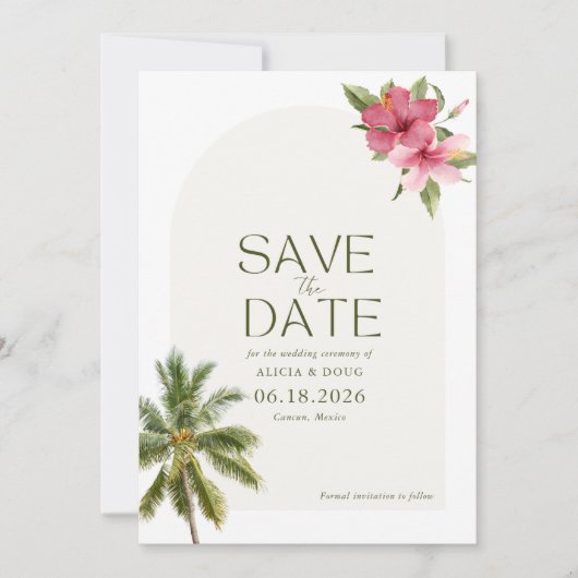 Tropical Beach Wedding Foto Save the Date (Vorderseite)