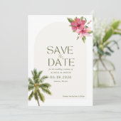 Tropical Beach Wedding Foto Save the Date (Stehend Vorderseite)
