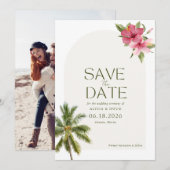 Tropical Beach Wedding Foto Save the Date (Vorne/Hinten)