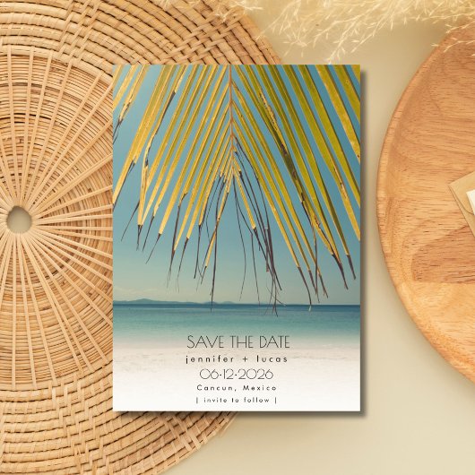 Tropical Beach Wedding Foto Save the Date