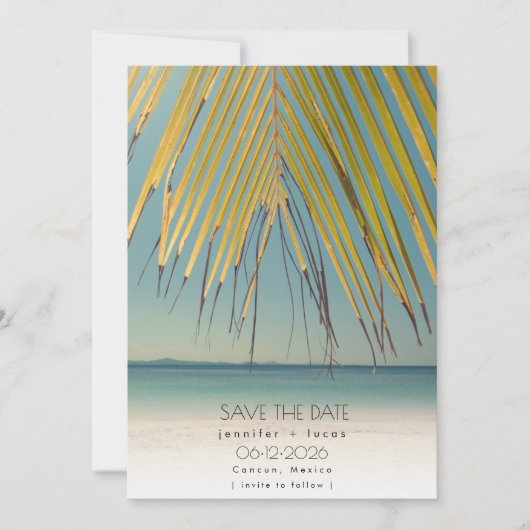 Tropical Beach Wedding Foto Save the Date (Vorderseite)
