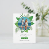 Tropical Beach Wedding Foto Vielen Dank Postkarte (Stehend Vorderseite)