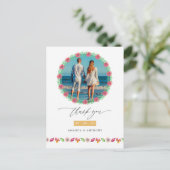 Tropical Beach Wedding Foto Vielen Dank Postkarte (Stehend Vorderseite)