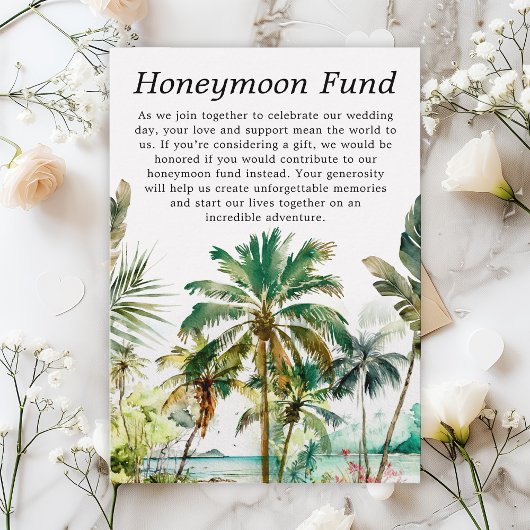 Tropical Beach Wedding Honeymoon Fund Begleitkarte