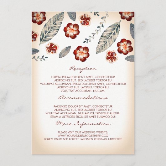 Tropical Beach Wedding Information Guest Card Begleitkarte (Vorderseite)