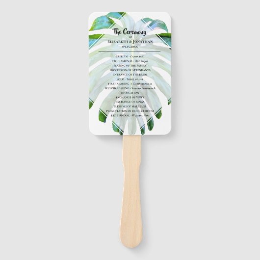 Tropical Beach Wedding Leaf Muster Fächer (Vorderseite)