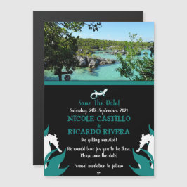 Tropical Beach Wedding Magnetic retten die Daten Magneteinladung