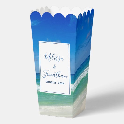 Tropical Beach Wedding Ocean Waves Popcorn Geschenkschachtel (Vorderseite)