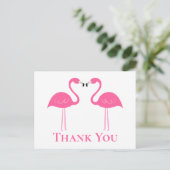 Tropical Beach Wedding Pink Flamingo Vielen Dank Postkarte (Stehend Vorderseite)